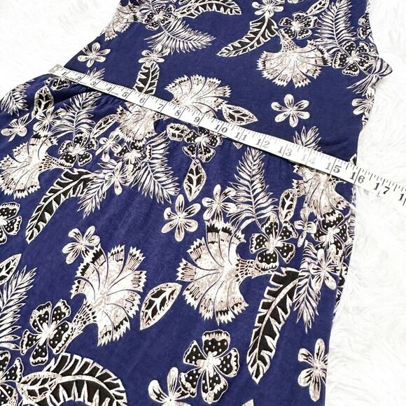 Joe Fresh Floral Dress Size 8 Navy Blue Sleeveless A-Line - Picture 7 of 7